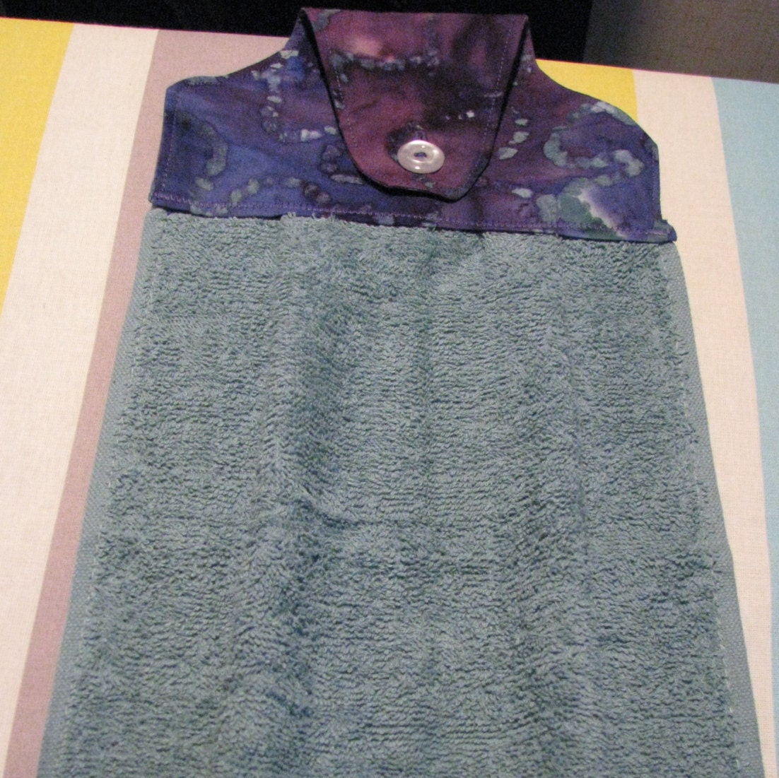 Toalla de cocina colgante: Toalla verde marino con tapa de | Etsy