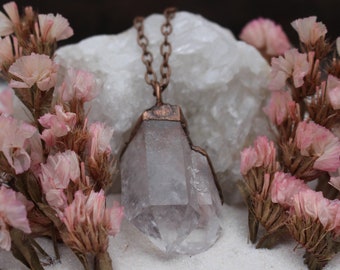 Double White Quartz Point Cluster Pendant