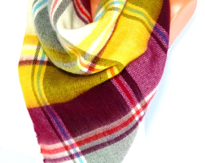 Blanket Scarf Plaid Wool Blanket Scarf Winter Scarf Blanket Etsy
