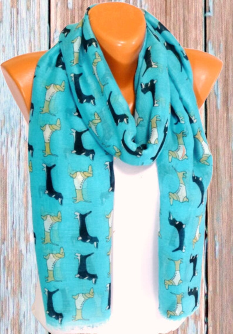 Blue Scarf Shawl Scarves Dog Scarf Dog Printed Scarf Etsy