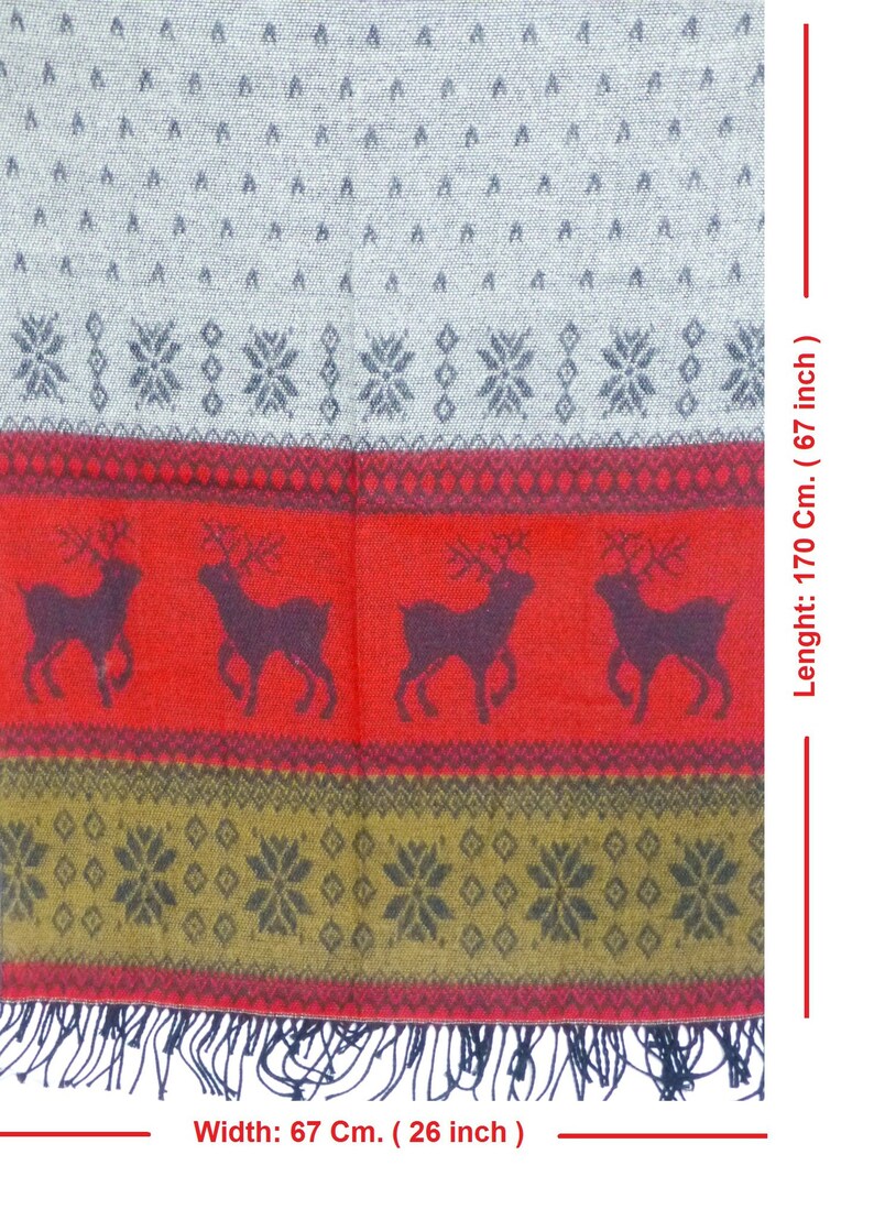 Womens Blanket Scarf Wool Blanket Shawl Deer and Snowflake Etsy