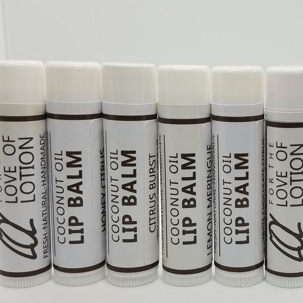 6 PACK Coconut  Oil  Lip Balm .15 oz plastic tube