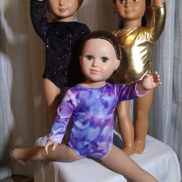 Gymnastics Leotard fits American Girl & other 18 in dolls. Perfect for Olympic play gymnastics. Optional skirt for ice skating and dance.