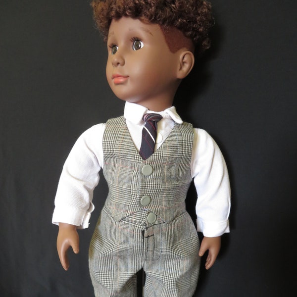 Boy Doll Clothes Formal Business Suit Outfit -Fits American Boy Dolls, My Pal, My Life, Our Generation 18 in dolls. Made w/ upcycled pants.