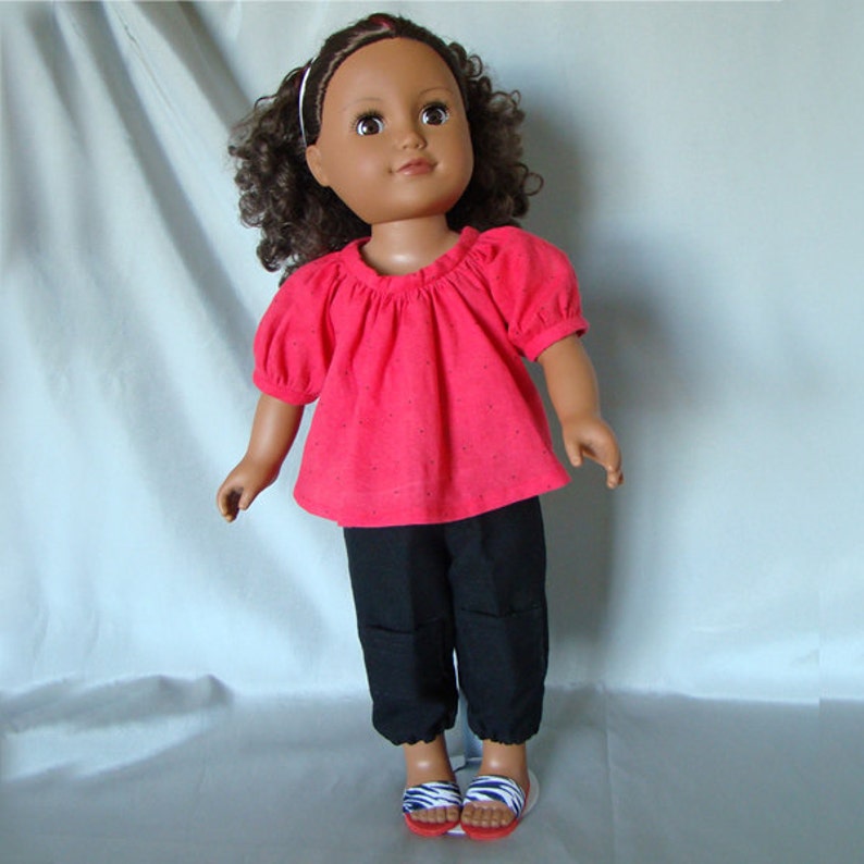 Hot Pink Top /& White Capri Outfit fits 18/" American Girl Doll Clothes