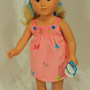 Pink Butterfly sundress fits American Girl and other 18 inch dolls includes sandals