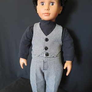 Boy Doll Clothes Formal Business Suit Outfit Fits American Boy Dolls, My Pal, My Life, Our Generation 18 in dolls. Made w/ upcycled pants. B&W Houndstooth