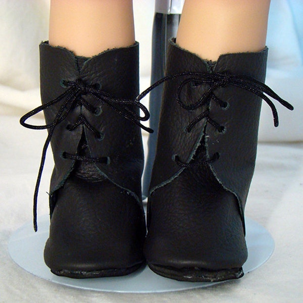 Black, Brown or Gray Boots, Real Leather Lace up, High-Top Doll Boots for American Girl Style 18" Dolls! Handmade from repurposed leather.
