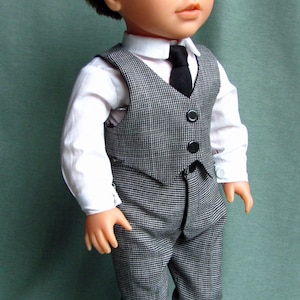 Formal Pant & Vest Outfit -Fits American Boy + other 18 in dolls. Business Suit, Wedding, Prom, First Communion, Bar Mitzvah Upcycled pants.
