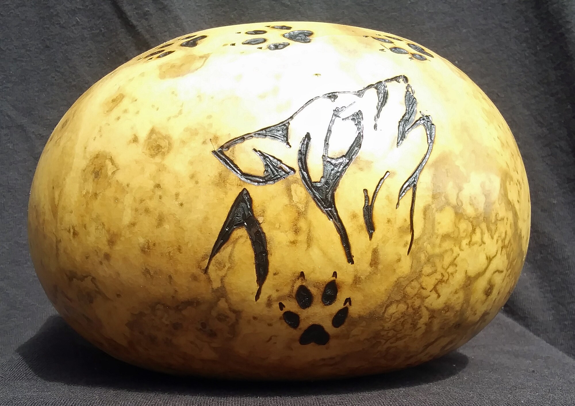 Natural Dried Gourd Bowl With Pyrographic Howling Wolf and Etsy
