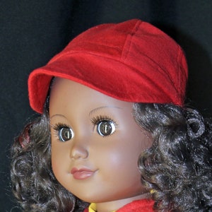 Baseball Caps for American Boy or Girl dolls and other 18 inch dolls. Hats feature elastic back for secure fit. Customize to team or sport.