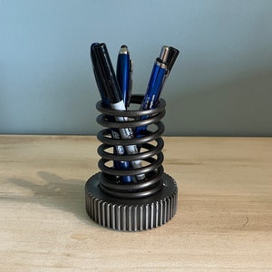 Industrial Gear / Spring Pen and Pencil Holder - Etsy