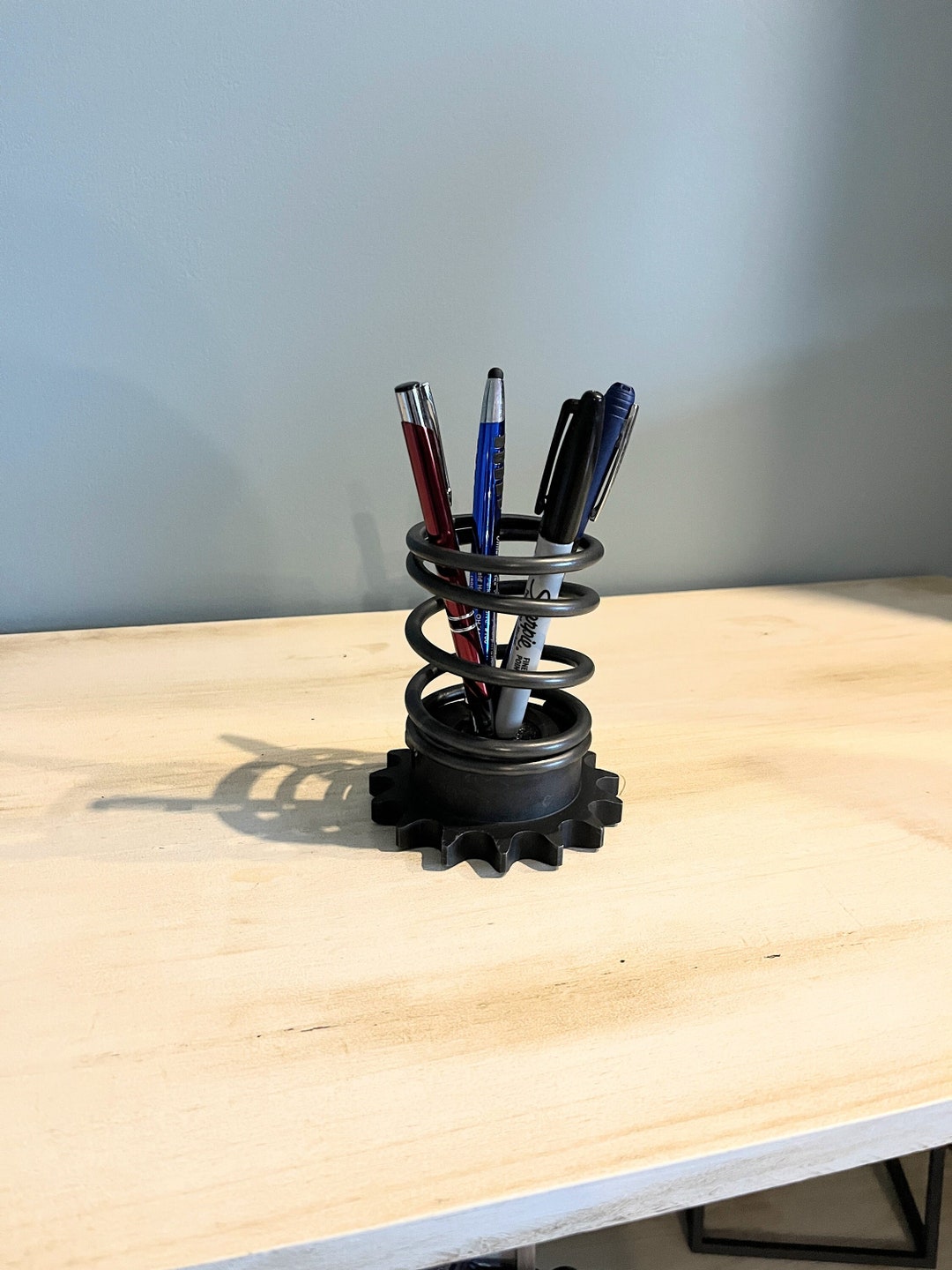 Industrial Gear / Spring Pen and Pencil Holder - Etsy