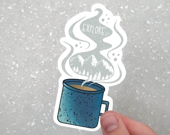 Explore Camping Mug Sticker | Waterproof Vinyl Decal