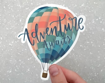 Adventure Awaits Hot Air Balloon Sticker | Waterproof Vinyl Decal