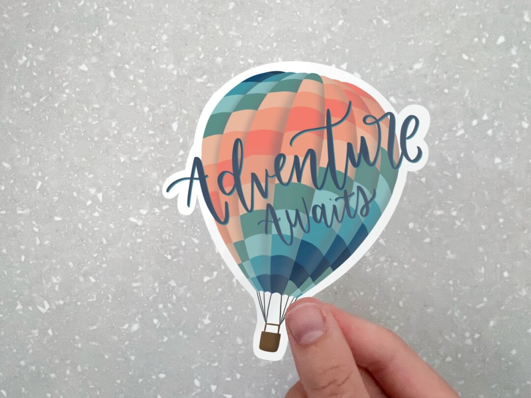 Adventure Awaits Hot Air Balloon Sticker | Waterproof Vinyl Decal - Etsy