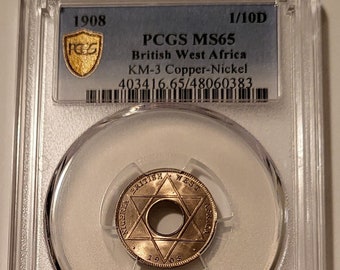 British West Africa Edward VII 1908 1/10 Penny KM-3 MS65 PCGS