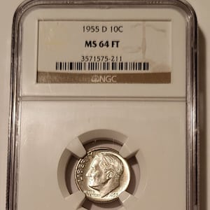 NGC 1955 D Roosevelt Dime MS64 FT