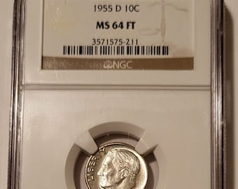 NGC 1955 D Roosevelt Dime MS64 FT