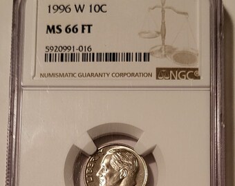 1996 W Roosevelt Dime MS66 FT NGC
