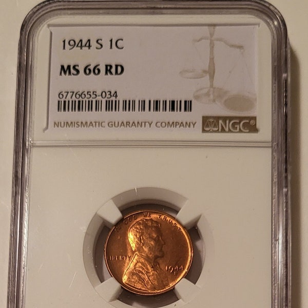 1944 S Lincoln Wheat Cent MS66 RED NGC