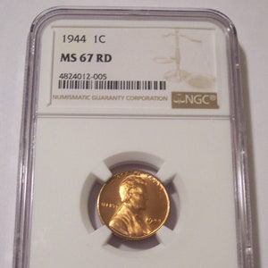 1944 Lincoln Wheat Cent MS67 RED NGC