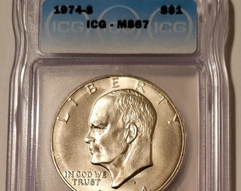 1974 S Eisenhower Silver Dollar MS67 ICG