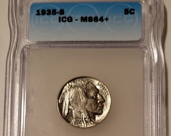 1935 S Buffalo Nickel Unc MS64+ ICG