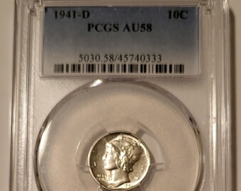 1941 D Mercury Dime AU58 PCGS