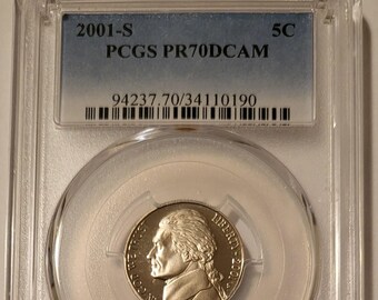 2001 S Jefferson Nickel Proof PR70 DCAM PCGS