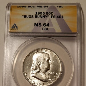 1955 Franklin Half Dollar FS-401 Variety MS64 FBL ANACS