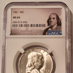1961 Franklin Half Dollar MS64 NGC Portrait Label