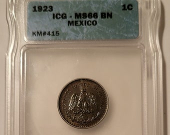 Mexico 1923 Centavo MS66 BN ICG