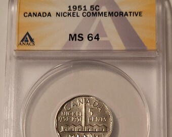 Canada George VI 1951 5 Cents Commemorative MS64 ANACS