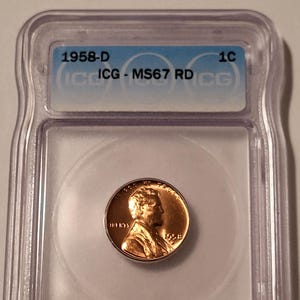 1958 D Lincoln Wheat Cent MS67 RED ICG