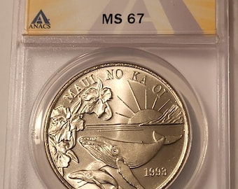 Maui 1993 Trade Dollar Token MS67 ANACS