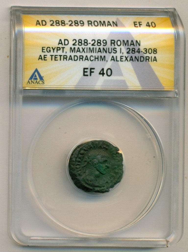 Roman Empire Egypt Maximinus I AD 284-308 Ae Tetradrachm Alexandria Mint XF40 ANACS