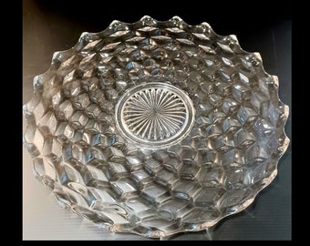 Fostoria Vintage Handmade 14" Crystal American Pattern Torte Cake Serving Platter