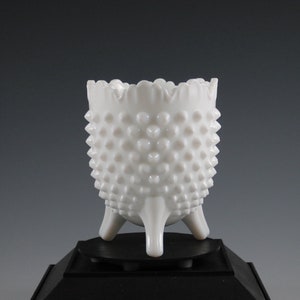 Vintage Fenton Milk Glass Hobnail Egg-Shaped Three Footed Rose Bowl Vase