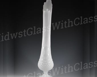 Vintage Fenton Handmade Milk Glass Hobnail Swung 22" Vase