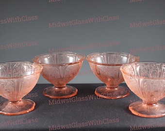 Antique Jeannette Depression Pink Glass Sherbet/Champagne Set Of Four