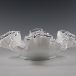 Vintage Fenton Handmade Silver Crest No 7225 Bonbon With Double Crimped Edge.