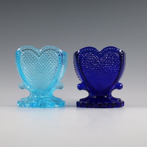 Vintage Degenhart Handmade Cobalt Blue Heart Shaped Toothpick Holder
