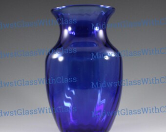Vintage Unknown Maker Cobalt Blue Twisted Optic 8' Flower Vase
