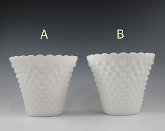 Vintage Fenton Handmade Milk Glass Hobnail 4" Jardiniere Planter #3994
