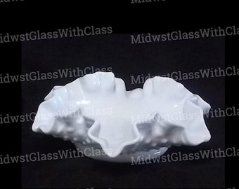 Fenton Milk Glass Hobnail Bon Bon Bowls Double Crimped Edges Beautiful!!!