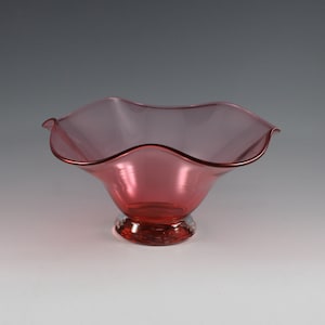 Vintage Bohemian Handmade Cranberry Glass Bowl QUALITY