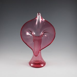 Vintage Bohemian Handmade Cranberry Jack-In-The-Pulpit 9&quot; Vase QUALITY