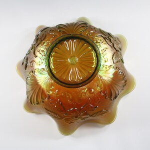 Antique Northwood Handmade Green Blossoms And Palms Pattern Bowl