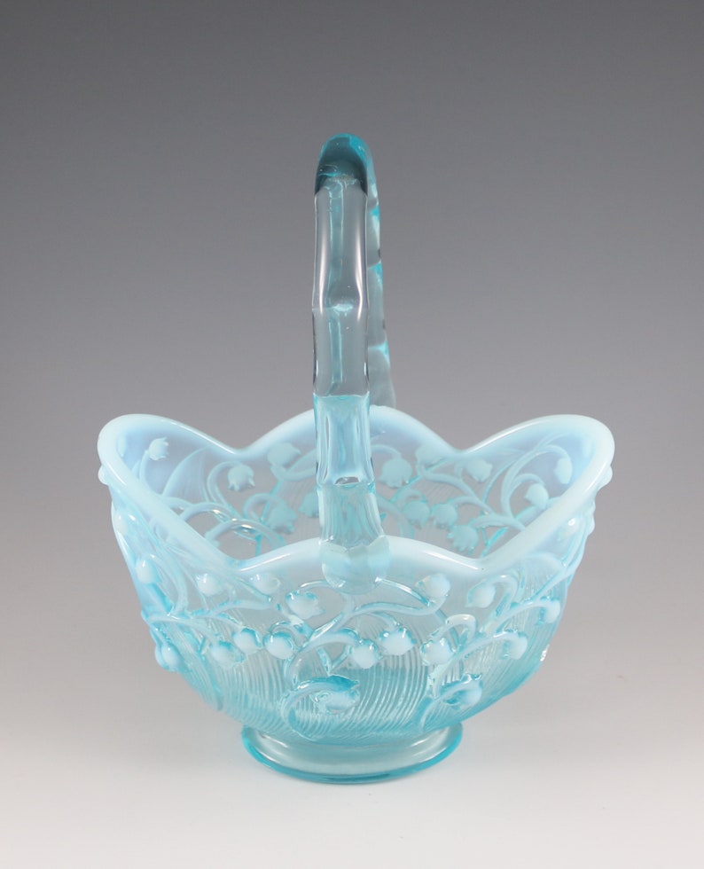 Vintage Fenton Handmade Blue Opalescent Lily of the Valley Etsy